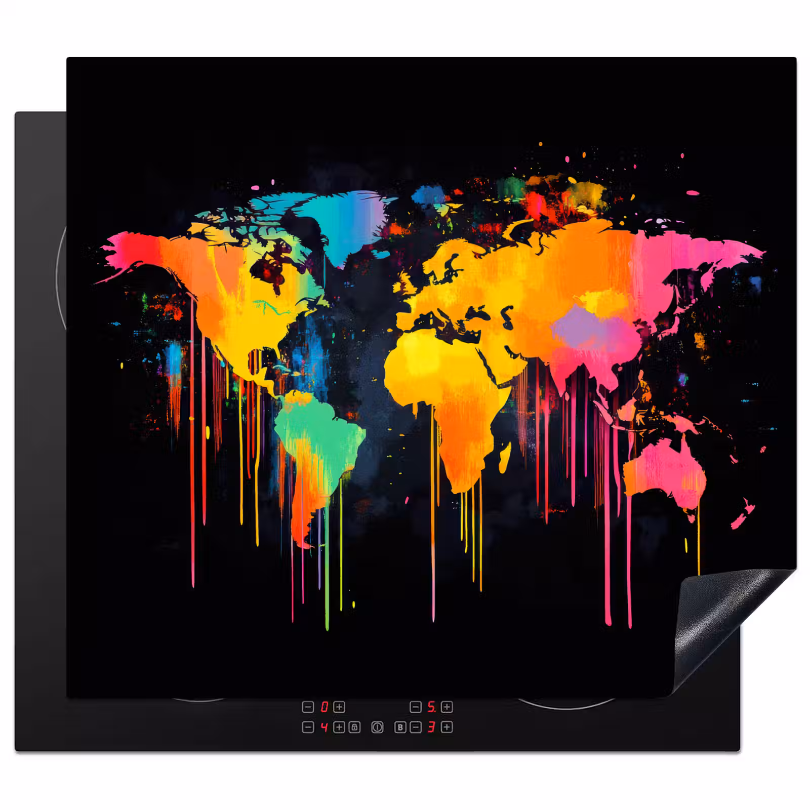 Herdabdeckplatte - Weltkarte - Farbe - Bunt - Graffiti - Welt — 1