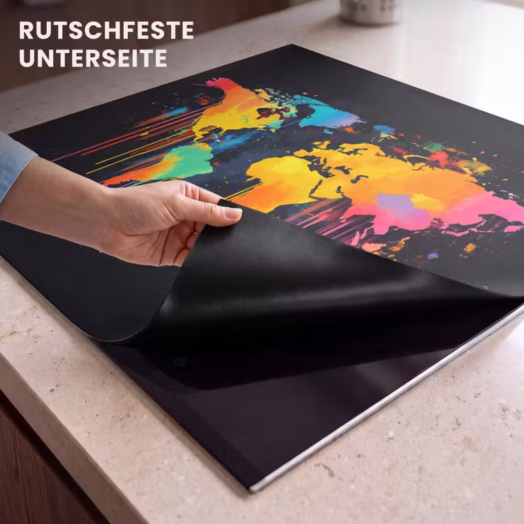 Herdabdeckplatte - Weltkarte - Farbe - Bunt - Graffiti - Welt — 9