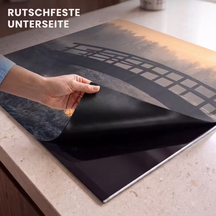 Herdabdeckplatte - Brücke - Nebel - Bäume - Wasser — 9