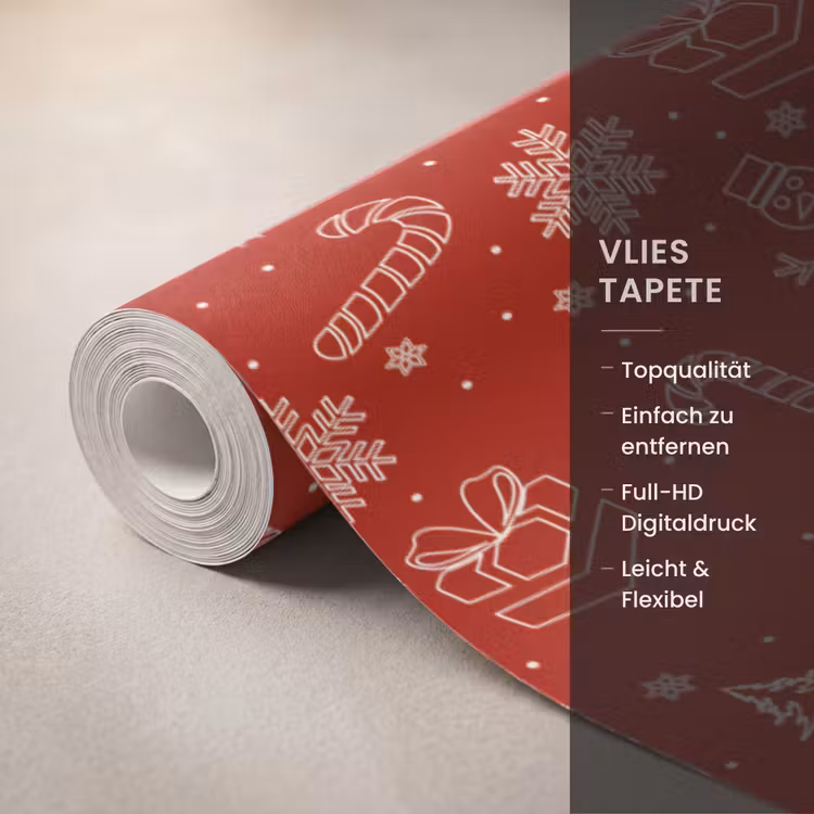 Tapete - Illustration - Weihnachtssymbole - Rot — 3