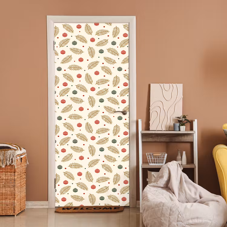 Türtapete - Muster - Weihnachten - Symbole - Beige — 2