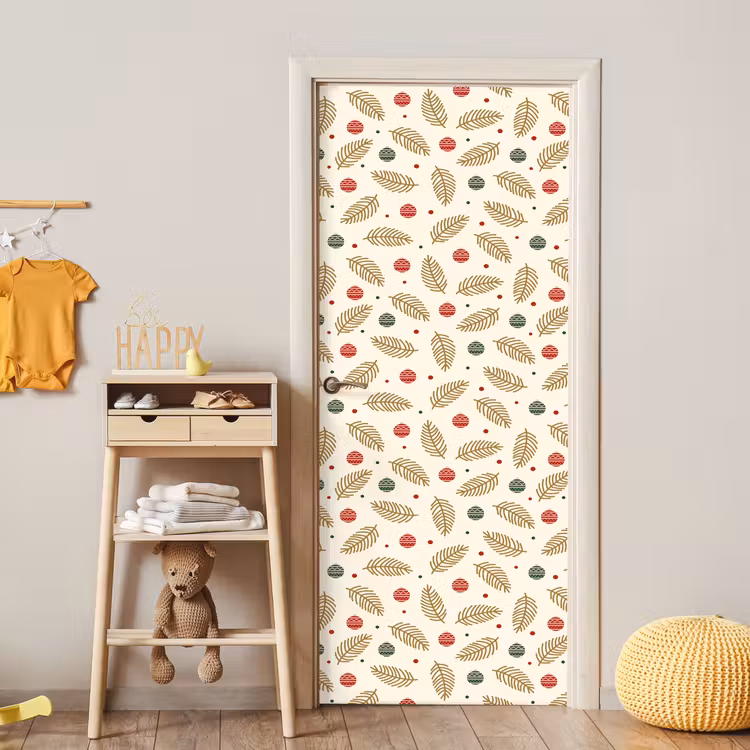 Türtapete - Muster - Weihnachten - Symbole - Beige — 8