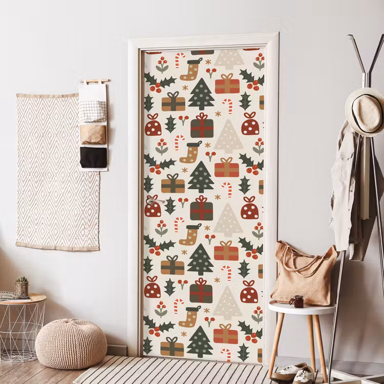 Türtapete - Illustration - Weihnachtsfiguren - Beige — 7
