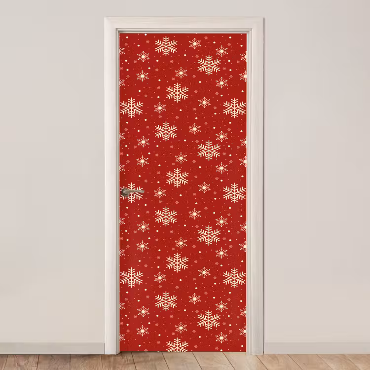 Türtapete - Illustration - Schneeflocken - Rot — 1