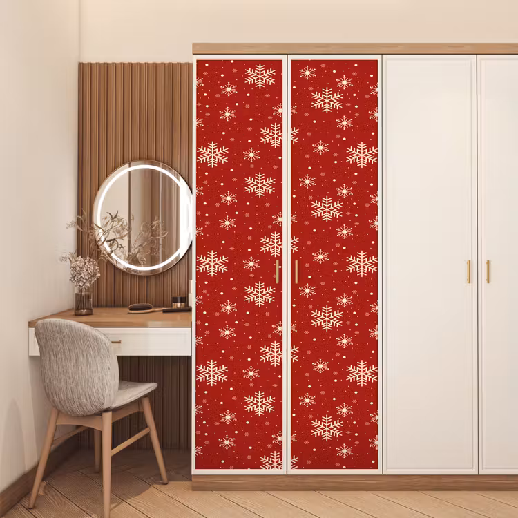 Türtapete - Illustration - Schneeflocken - Rot — 4