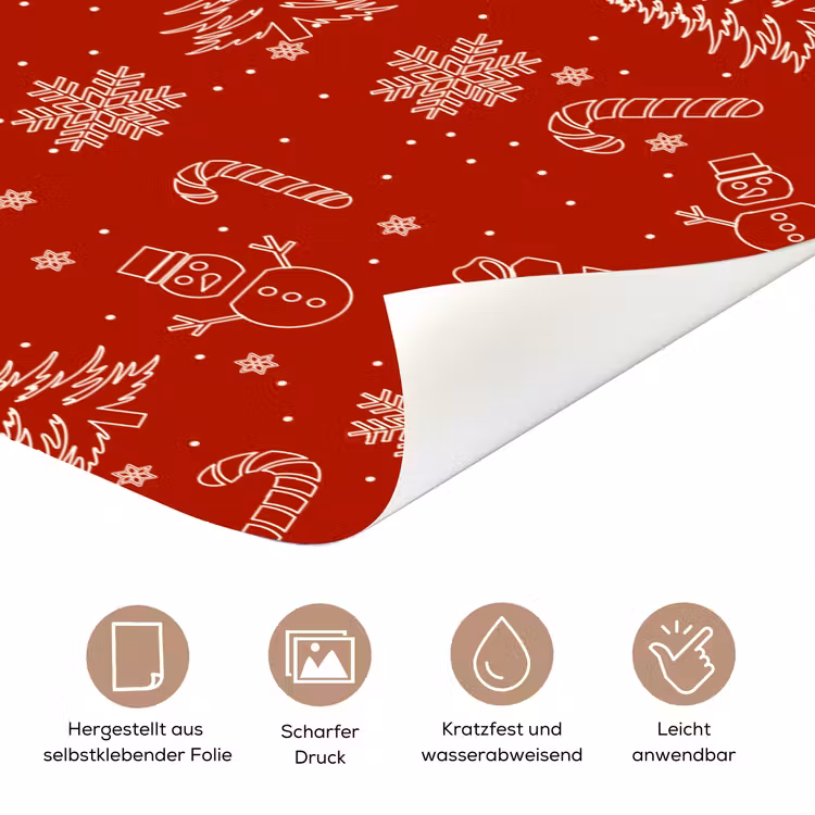 Türtapete - Illustration - Weihnachtssymbole - Rot — 5
