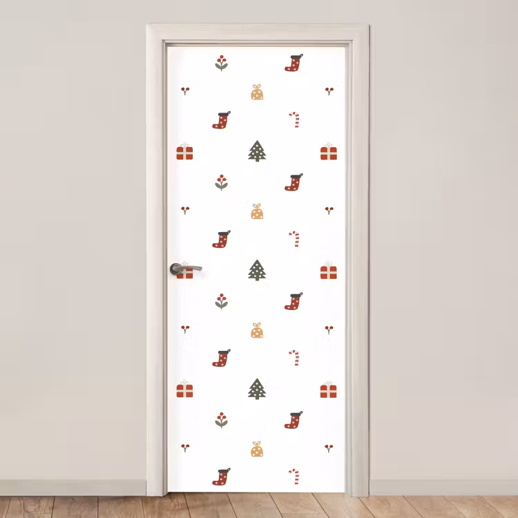 Türtapete - Illustration - Weihnachtssymbole - Weiß — 1
