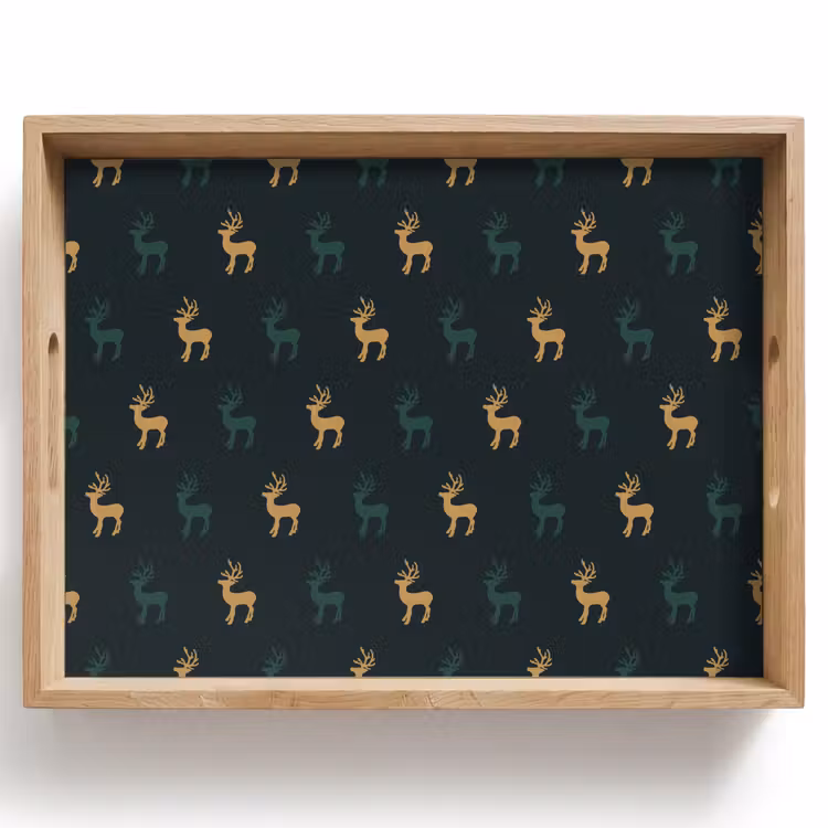 Tablett - Muster - Grün - Hirsche — 1