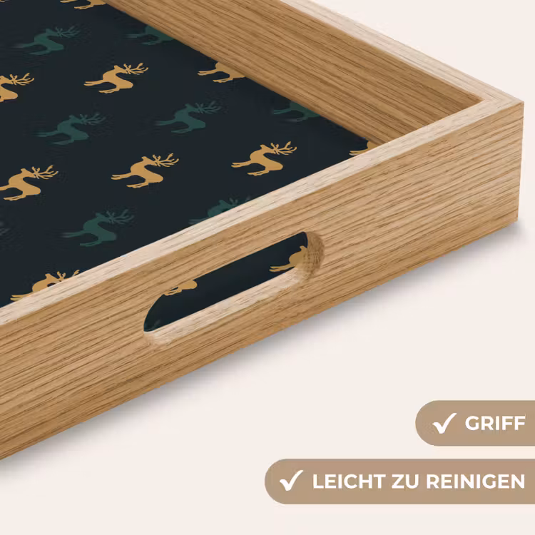 Tablett - Muster - Grün - Hirsche — 5