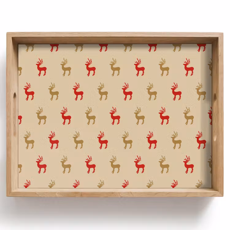 Tablett - Muster - Hirsche - Beige — 1