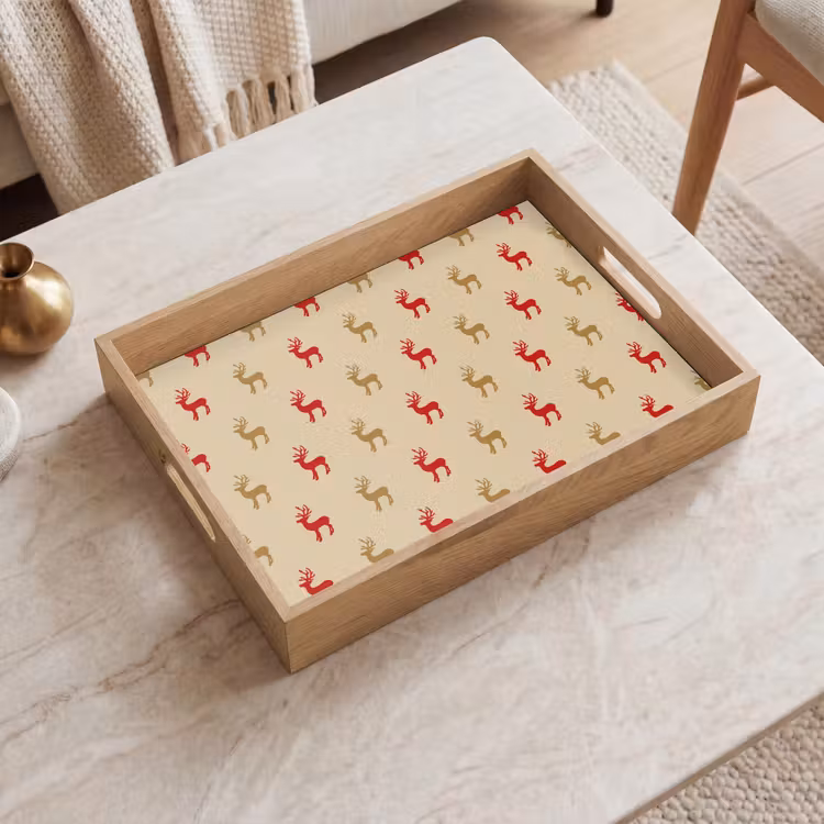Tablett - Muster - Hirsche - Beige — 2