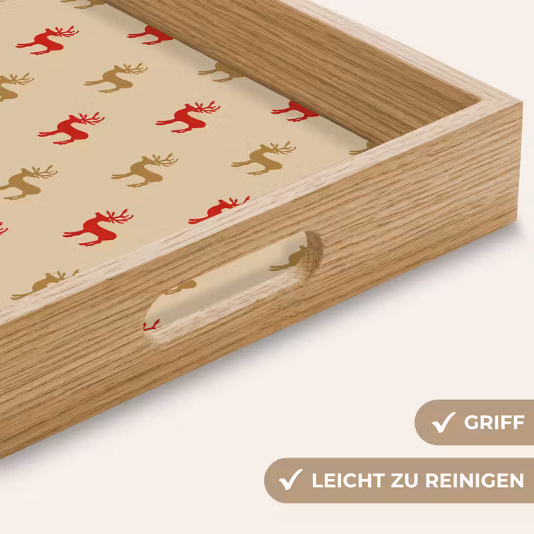 Tablett - Muster - Hirsche - Beige — 5