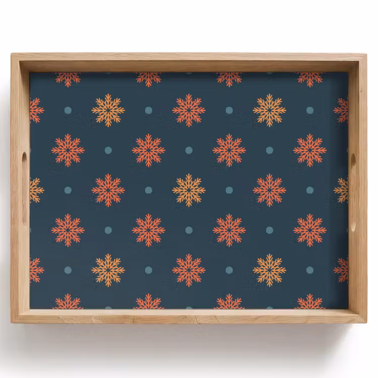 Tablett - Muster - Schneeflocken - Blau — 1