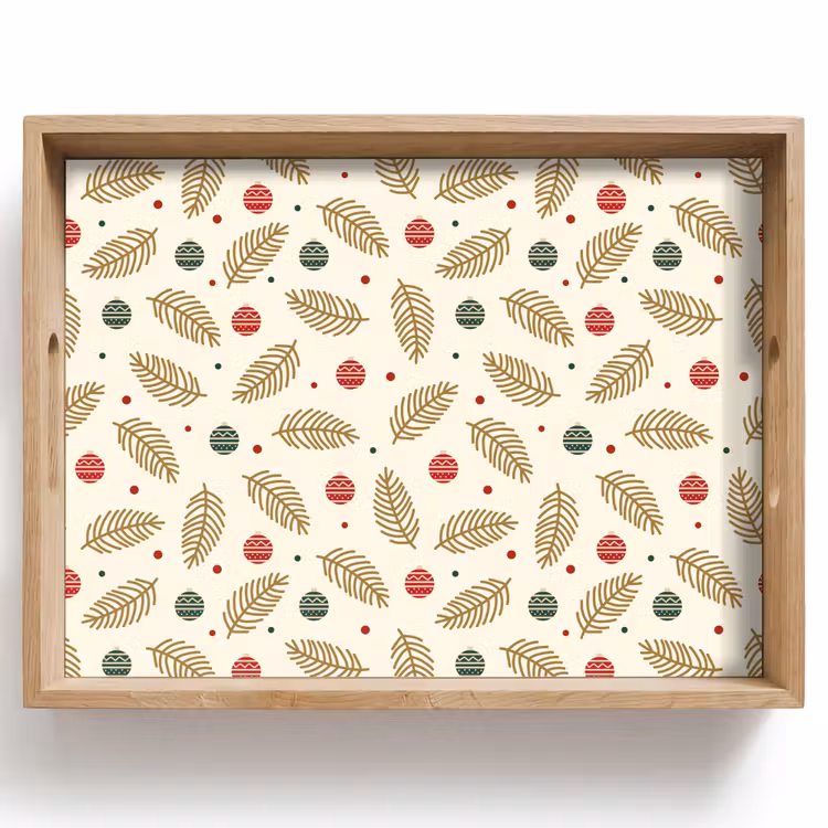 Tablett - Muster - Weihnachten - Symbole - Beige — 1