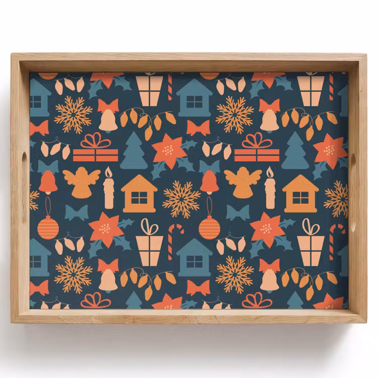 Tablett - Muster - Weihnachten - Symbole - Blau — 1