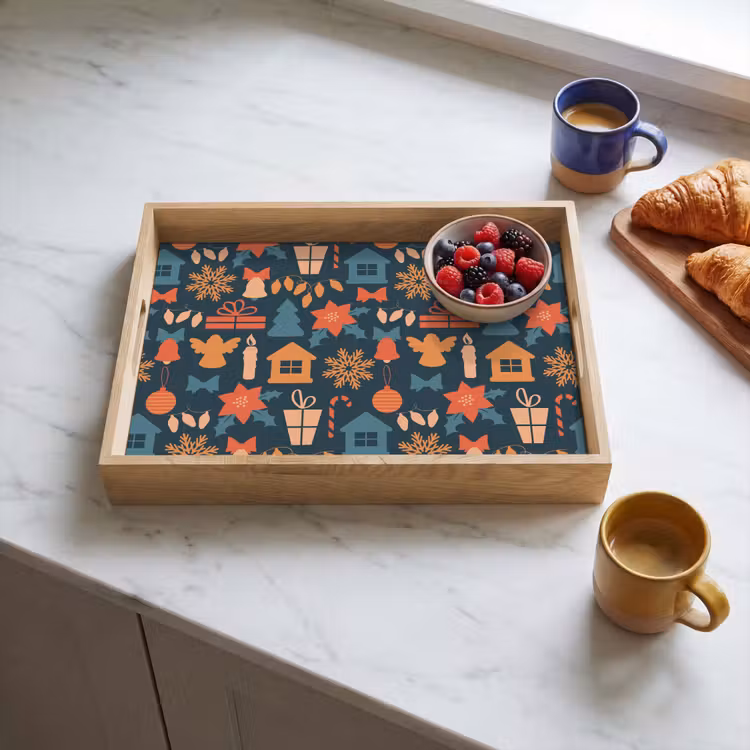 Tablett - Muster - Weihnachten - Symbole - Blau — 4