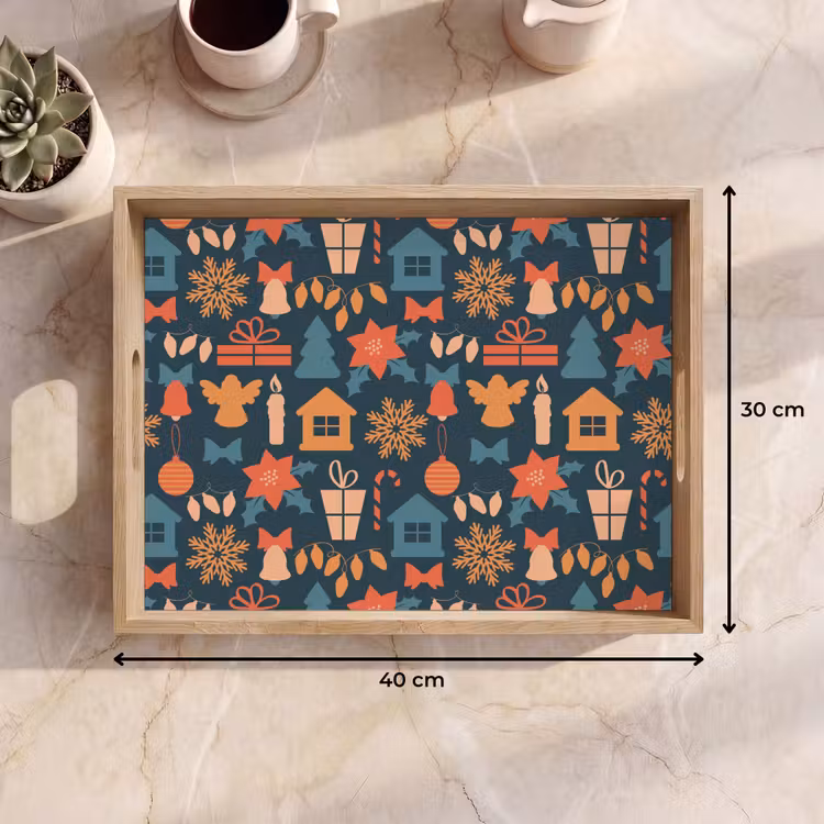 Tablett - Muster - Weihnachten - Symbole - Blau — 9