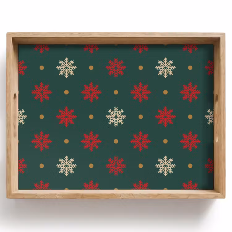 Tablett - Illustration - Schneeflocken - Grün — 1