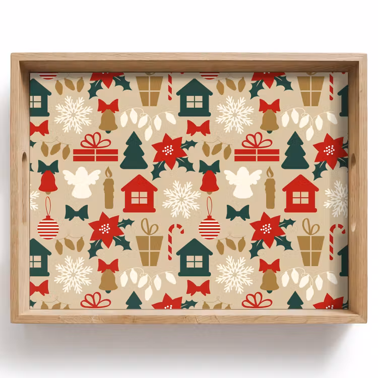 Tablett - Illustration - Weihnachten - Beige — 1