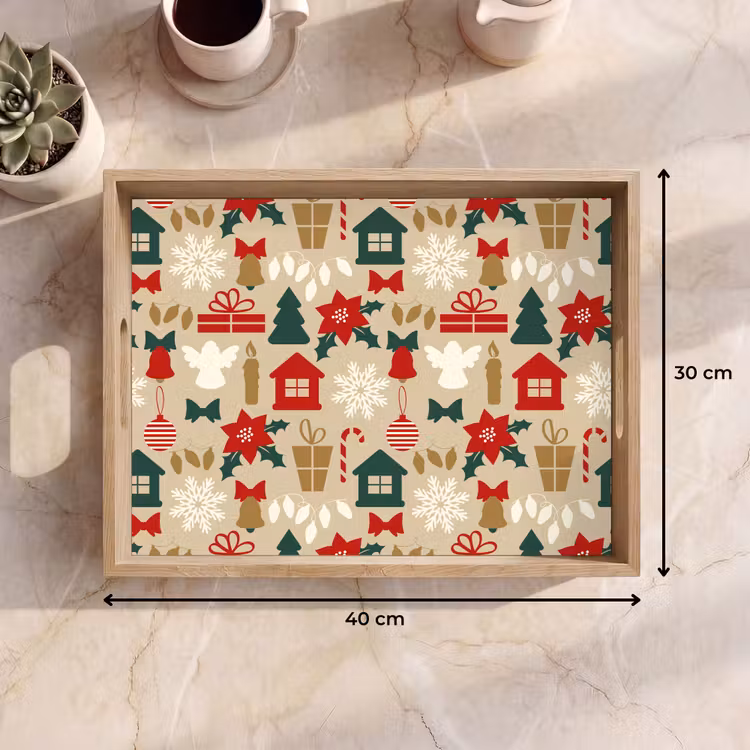 Tablett - Illustration - Weihnachten - Beige — 9