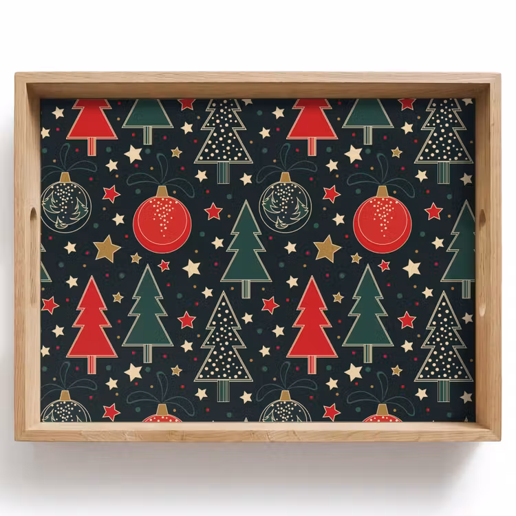 Tablett - Illustration - Weihnachten - Sterne - Grün — 1