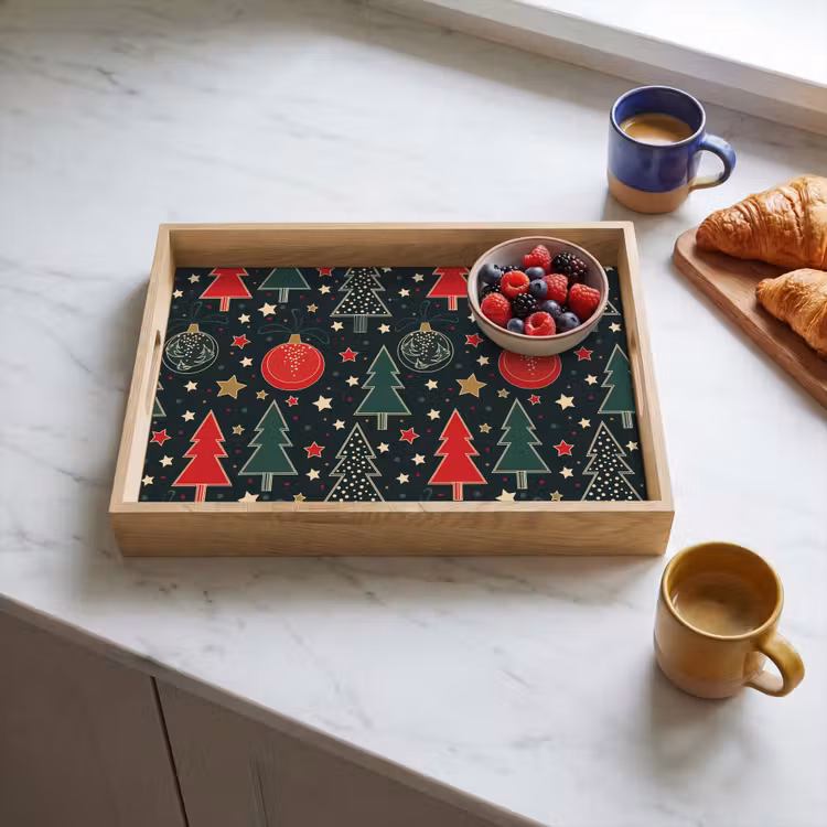 Tablett - Illustration - Weihnachten - Sterne - Grün — 4