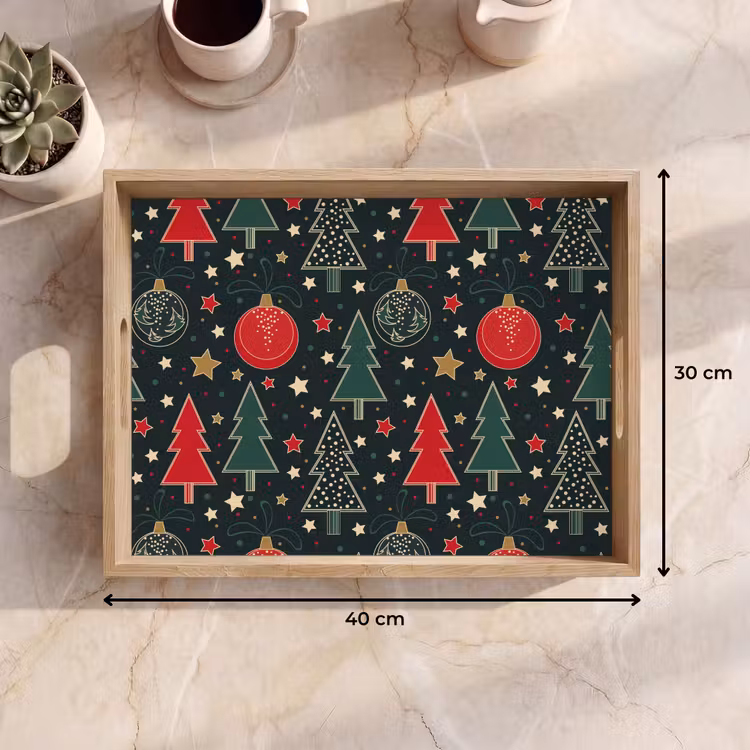 Tablett - Illustration - Weihnachten - Sterne - Grün — 9