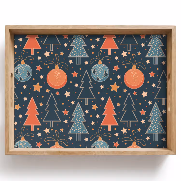 Tablett - Illustration - Weihnachten - Symbole - Blau — 1
