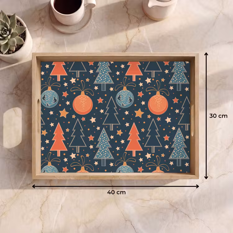 Tablett - Illustration - Weihnachten - Symbole - Blau — 9