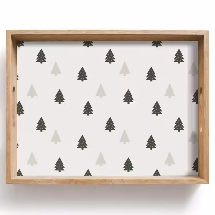 Tablett - Illustration - Weihnachtsbäume - Weiß — 1