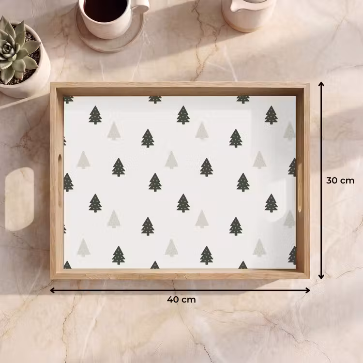 Tablett - Illustration - Weihnachtsbäume - Weiß — 9
