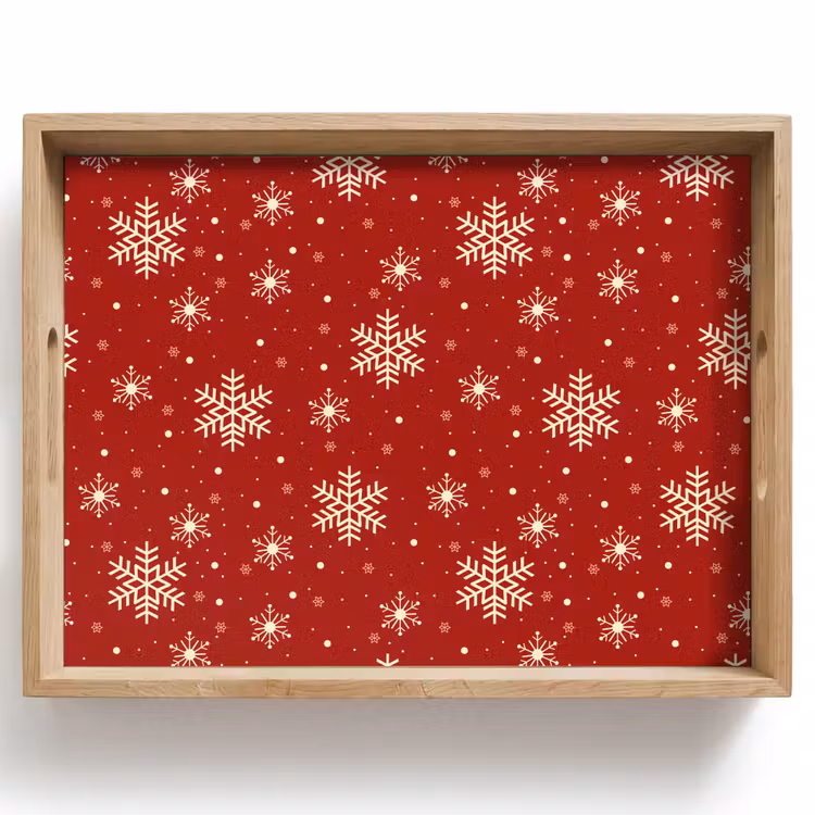 Tablett - Illustration - Schneeflocken - Rot — 1
