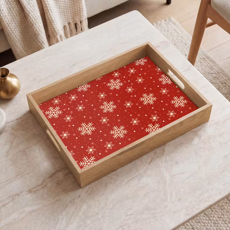Tablett - Illustration - Schneeflocken - Rot — 2