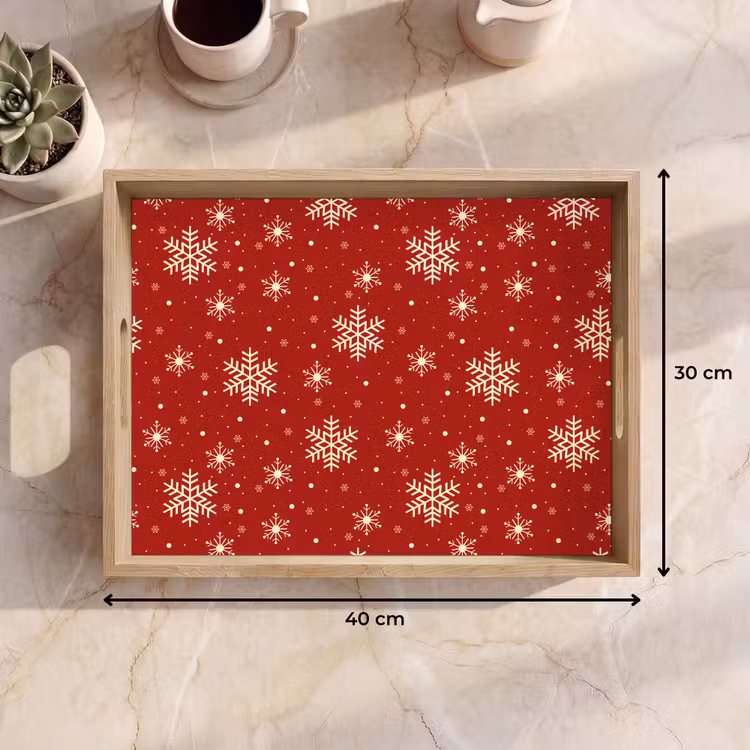 Tablett - Illustration - Schneeflocken - Rot — 9