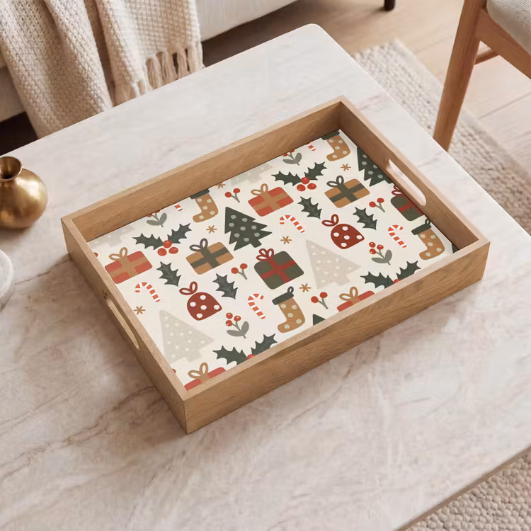 Tablett - Illustration - Weihnachtsfiguren - Beige — 2