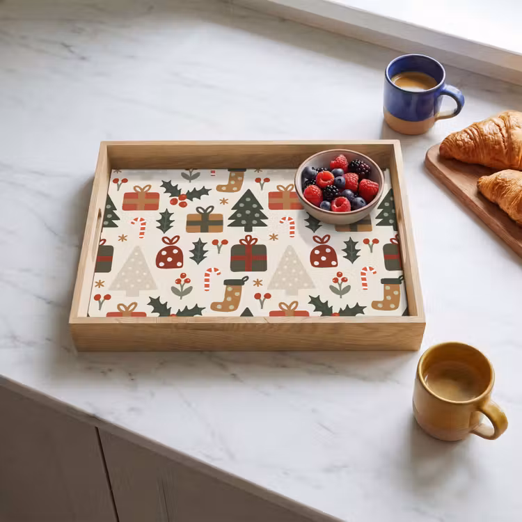 Tablett - Illustration - Weihnachtsfiguren - Beige — 4
