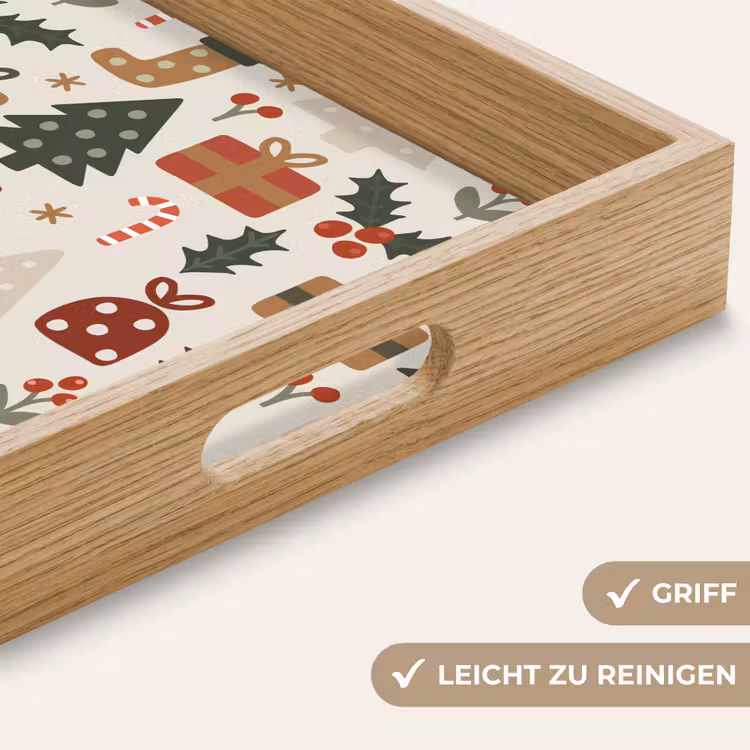 Tablett - Illustration - Weihnachtsfiguren - Beige — 5