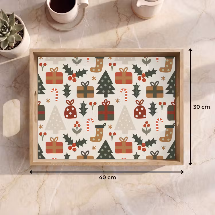Tablett - Illustration - Weihnachtsfiguren - Beige — 9