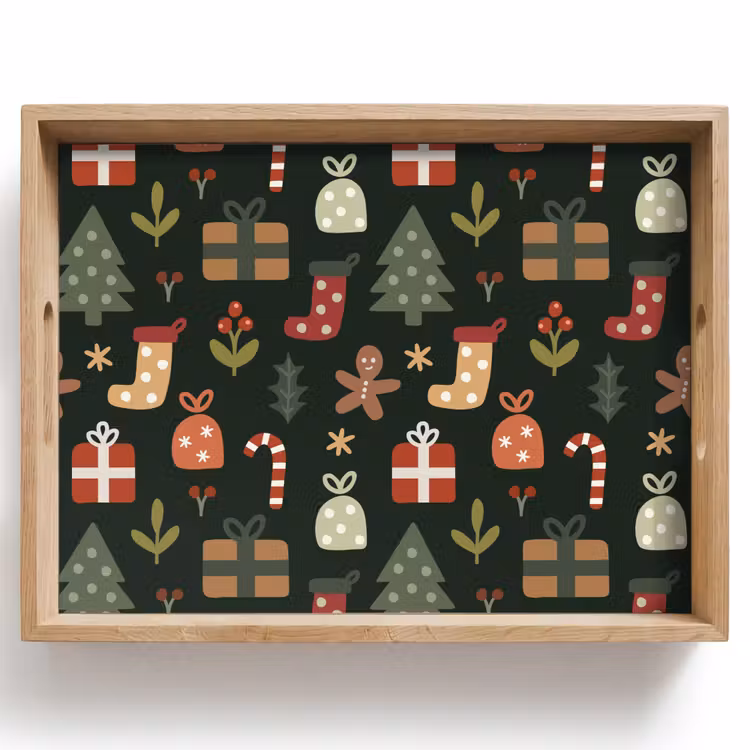 Tablett - Illustration - Weihnachtsfiguren - Grün — 1
