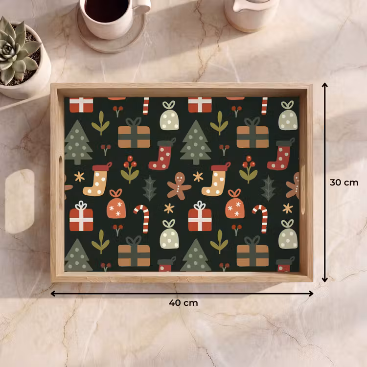 Tablett - Illustration - Weihnachtsfiguren - Grün — 9