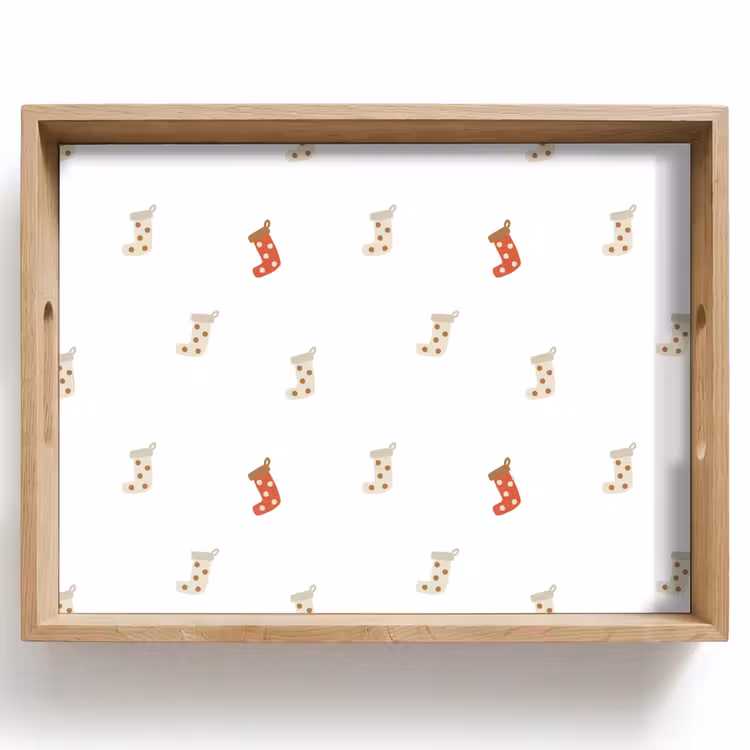 Tablett - Illustration - Weihnachtssocken - Weiß — 1