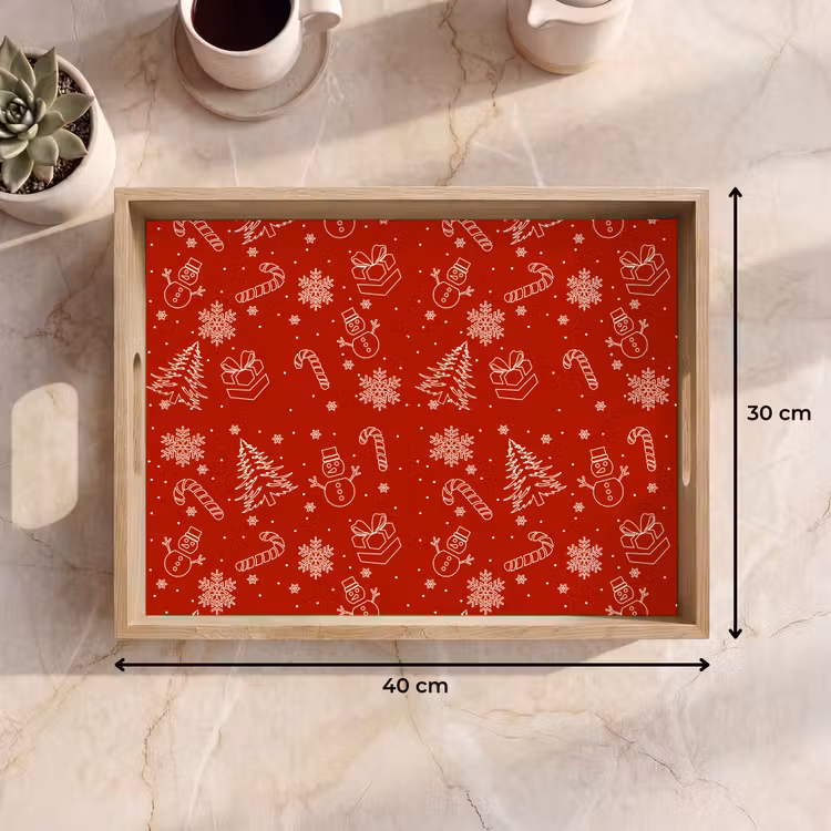 Tablett - Illustration - Weihnachtssymbole - Rot — 9