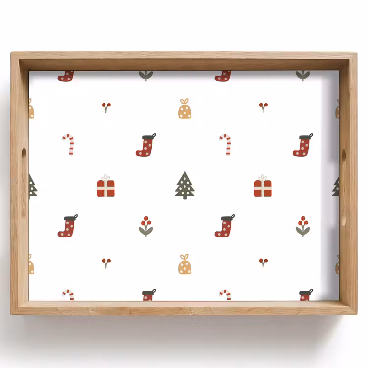 Tablett - Illustration - Weihnachtssymbole - Weiß — 1