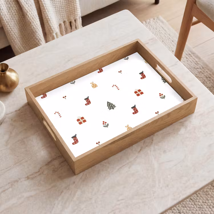 Tablett - Illustration - Weihnachtssymbole - Weiß — 2