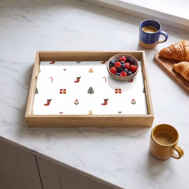 Tablett - Illustration - Weihnachtssymbole - Weiß — 4