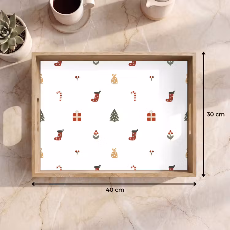 Tablett - Illustration - Weihnachtssymbole - Weiß — 9