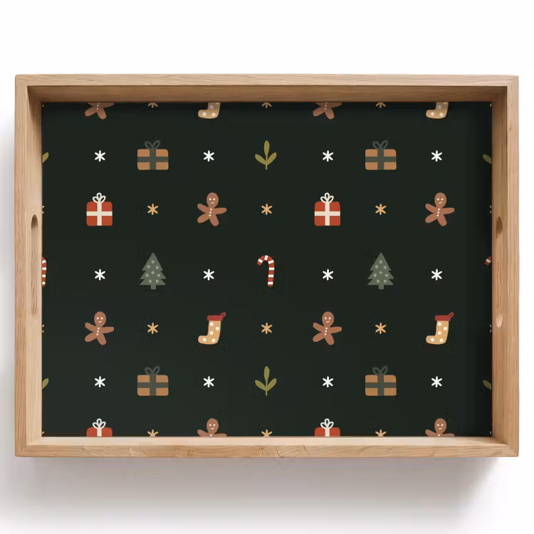 Tablett - Muster - Weihnachtssymbole - Grün — 1