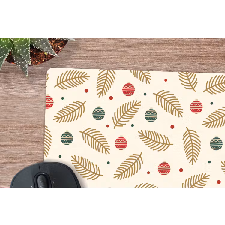 Mauspad - Muster - Weihnachten - Symbole - Beige — 4