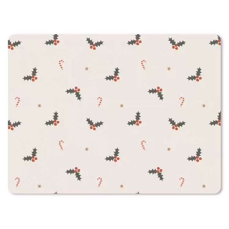 Mauspad - Illustration - Stechpalmenzweige - Azurblaue Stöcke - Beige — 1