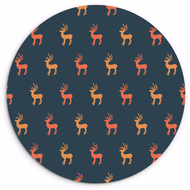 Forexbild Rund - Muster - Hirsche - Blau — 1